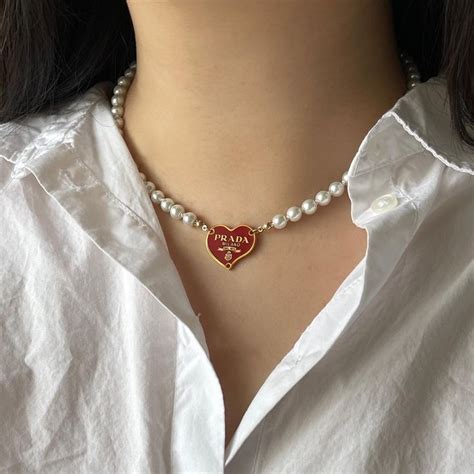 red prada heart necklace